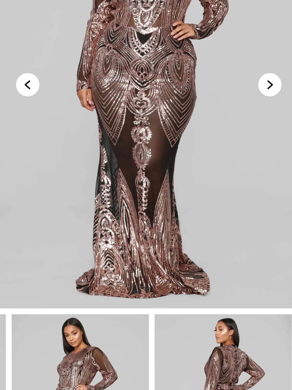 Sequin Mesh Gown in Rose Gold